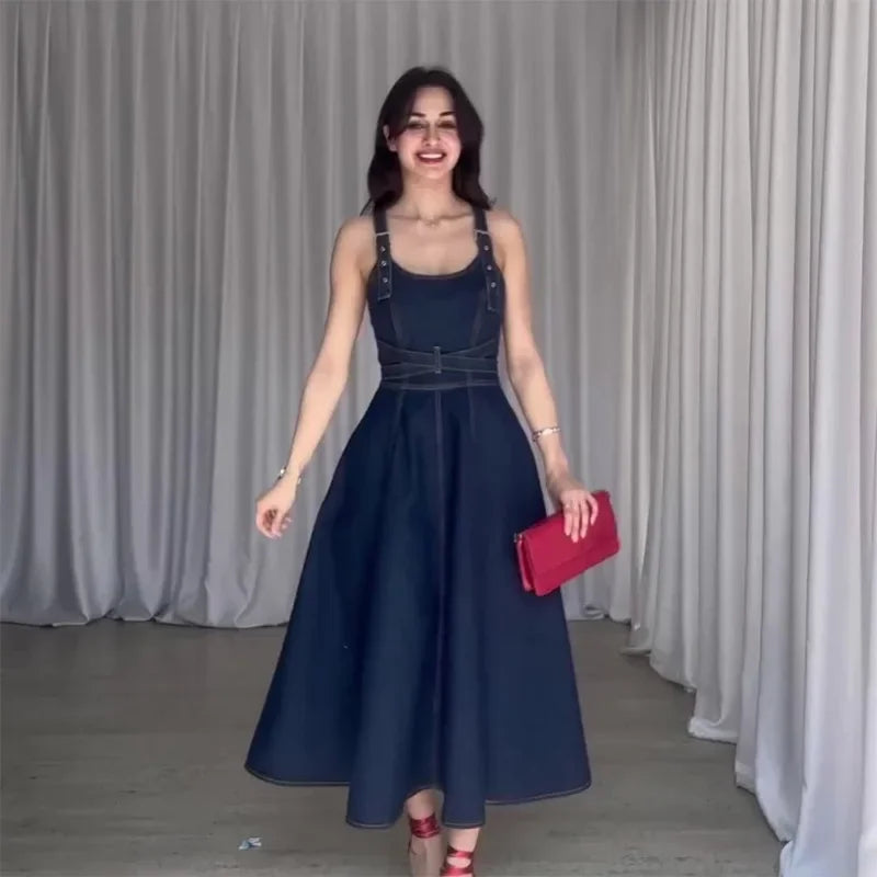 Vestido Jeans Rodado Acinturado