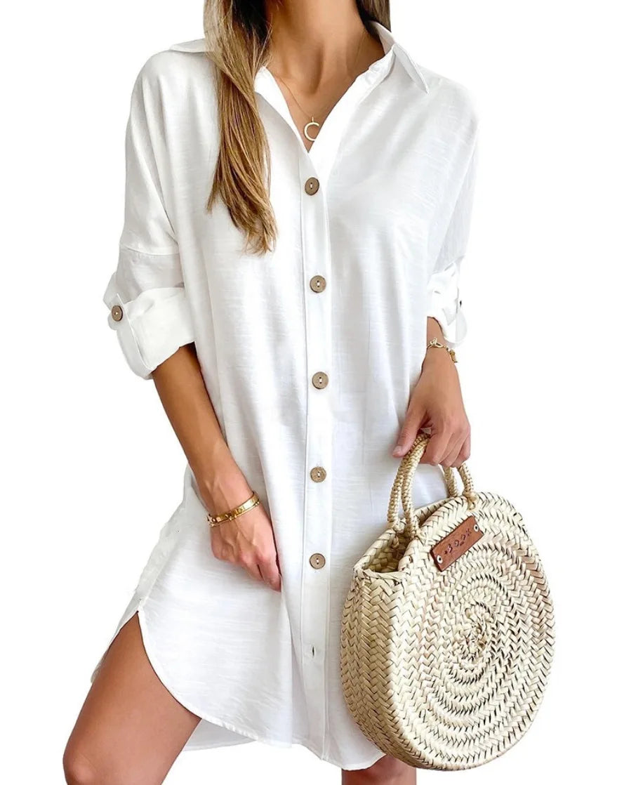 Chemise Feminina Solta com Botões