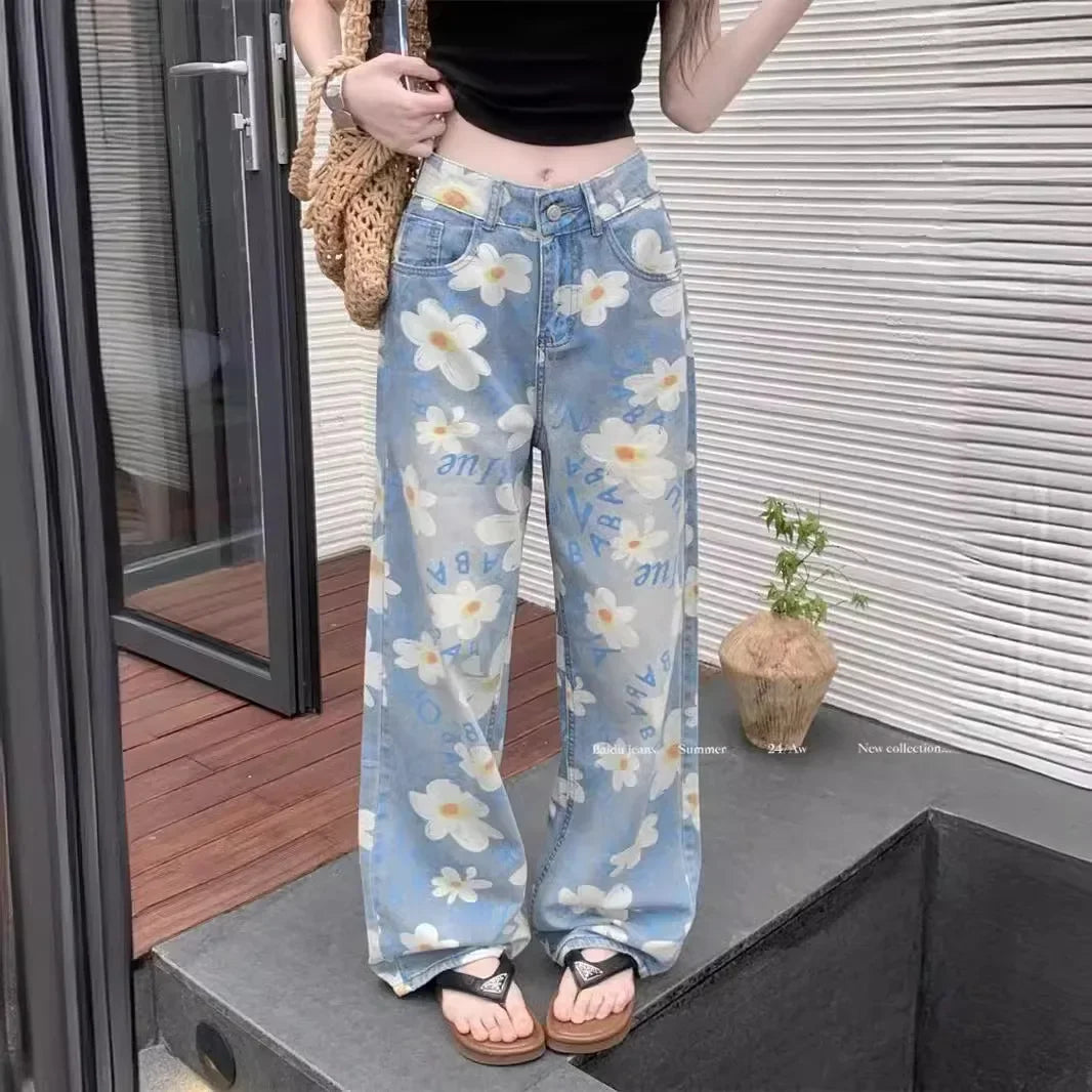 Calça Jeans Vintage Floral