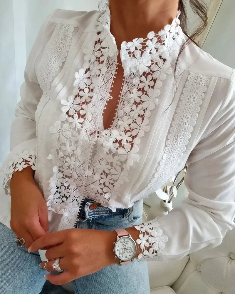 Camisa de Renda Floral Causal